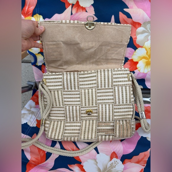 Vintage Woven Beige and Cream Shoulder Bag Bertini Italy - Picture 10 of 10